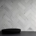 Asian Statuary Herringbone Marble Mosaic