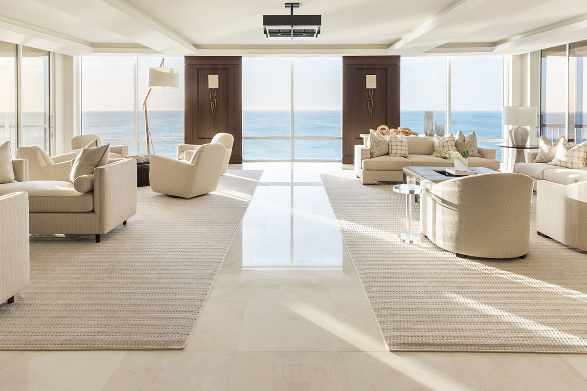 Southwest Florida penthouse home with tile flooring from Ruben Sorhegui Tile Distributors | Southwest Florida's premier tile, stone and custom mosaic tile distributor since 1983.